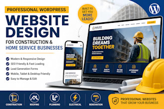 design a wordpress website for construction, roofing, plumbing business