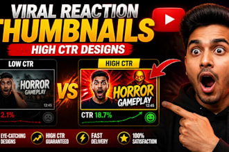 design viral youtube reaction video thumbnails with high CTR