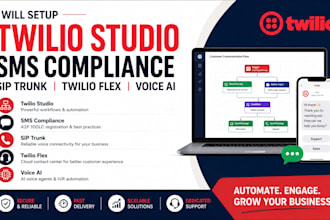 setup twilio studio, SMS compliance, sip trunk, twilio flex, voice ai