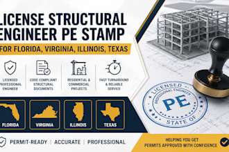 license structural engineer pe stamp for florida, virginia, illinois, texas
