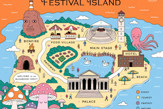 make event, tourist, and fantasy map illustration