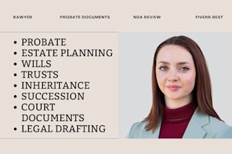 draft wills, trusts, probate, estate planning, and inheritance legal documents