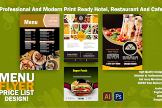 design editable restaurant and hotel menus and flyers