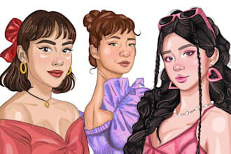 create a trendy portrait illustration perfect for instagram
