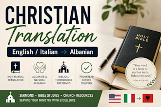 translate christian and bible content from english or italian to albanian