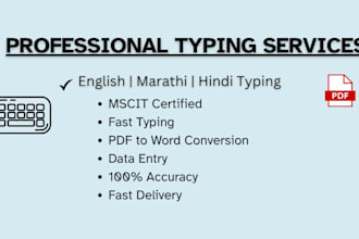 provide accurate english marathi hindi typing services