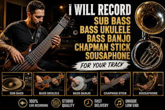 record pro live sub bass, bass ukulele, bass banjo, chapman stick and sousaphone