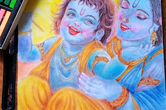 draw handmade god portrait and devotional pencil sketch