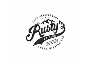 design anniversary bbq restaurant logo