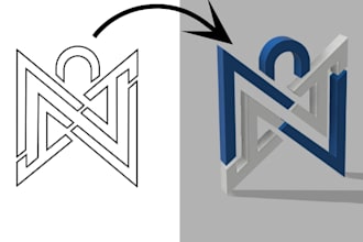 design a professional 2d logo and convert it to 3d stl for printing