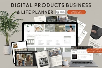 do notion template for digital product seller etsy pod notion tracker mockup