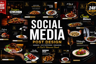 design restaurant post, instagram post, food banner for social media