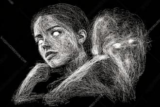 draw your scribble hand drawn sketch on black background