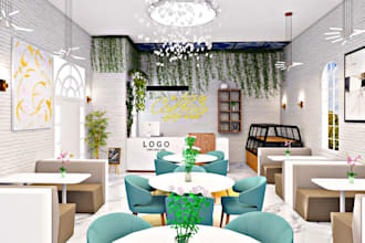 design and rendering coffee shop, restaurant, container coffee