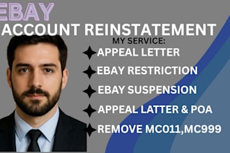 do ebay account reinstatement, mc011, mc999 appeal letter ebay reopen suspension
