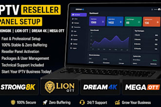 setup reseller panel, strong8k, lion ott ,dream 4k, mega ott with zero buffering