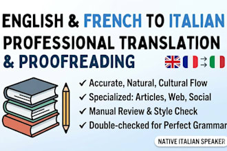 translate or proofread english or french to italian