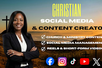 be content creator, editor for christian ministry social media manager expert