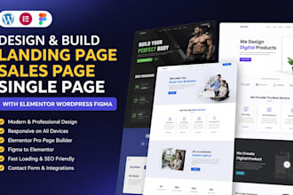 design landing page, sales page, single page with elementor wordpress figma