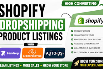 create shopify dropshipping product listings with zendrop cj and autods