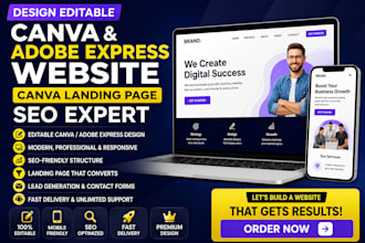 design editable canva adobe express website, canva landing page SEO expert