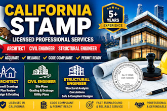 do california stamp, licensed architect, civil and structural engineer pe stamp