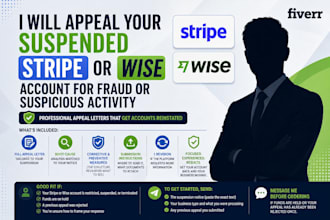 appeal your stripe or wise account suspended for fraud or suspicious activity