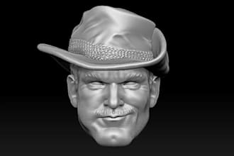 sculpt realistic 3d head bust, facelikeness, full body character for 3d printing