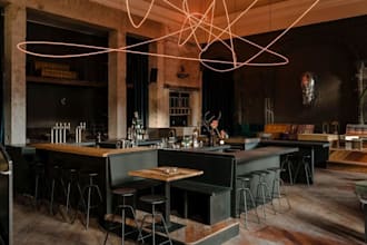 design luxury restaurant cafe coffee shop interior with realistic 3d rendering