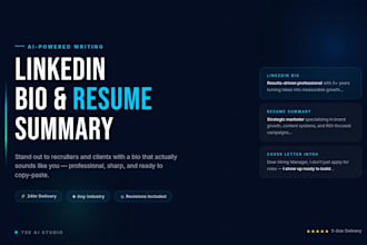 write a professional linkedin bio and resume summary using ai