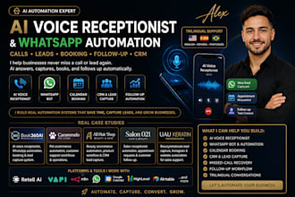 build an ai receptionist with voice, SMS, booking, and CRM integration