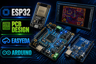 do pcb design, schematic and esp32 project using fritzing, tinkercad and easyeda