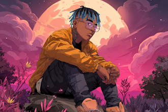 design amazing lofi and vaporwave anime artworks for you