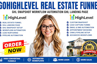 gohighlevel real estate funnel ghl snapshot workflow automation ghl landing page