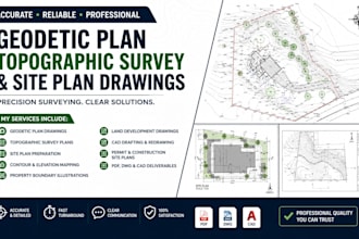 create accurate geodetic plan, topographic survey and site plan drawings