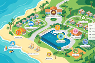 design interactive svg map, clickable map, website map and custom web vector map