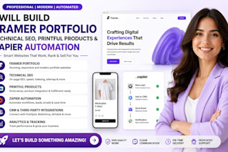 build framer automation portfolio technical seo printful products with zapier