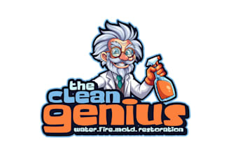 design mascot clean genius water fire logo