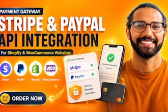 integrate stripe paypal payment gateway API for shopify woocommerce websites