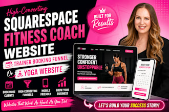 design squarespace fitness coach website for trainer booking funnel yoga website