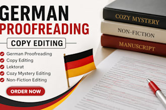 do german proofreading and copy editing for lektorat, cozy mystery, non fiction