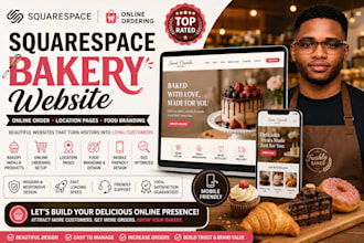 build a squarespacce bakery website, online order, location pages, food branding