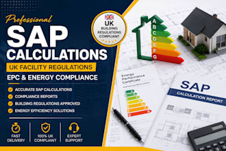 provide sap calculations for UK facility regulations epc and energy compliance