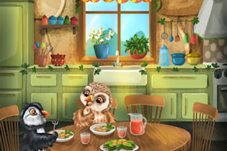 draw colourful childrens book illustration no ai