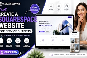 create a squarespace website for service business with portfolio contact forms