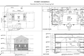 create USA permit drawings, floor plans, elevations and sections