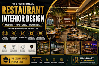 design modern restaurant café and bar interiors with realistic 3d renders