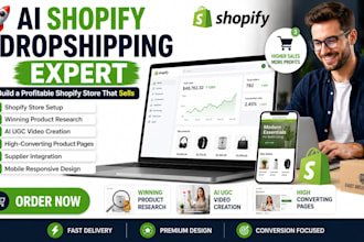 build ai powered shopify dropshipping ,ugc videos ,product dropshipping using ai