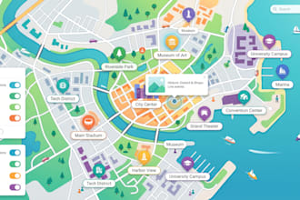 design custom interactive map, svg map and clickable vector website map