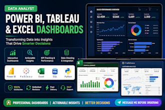 be your data analyst for power bi, dashboard and excel reports